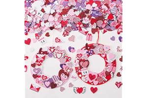 TINYFUTURE 18 Sets DIY Valentine's Day Foam Wreath Crafts Kits Decorations Self Adhesive Heart Sticker Love Heart Letter Shiny Sticker for Kids Party Favors Fun Classroom Home Activities