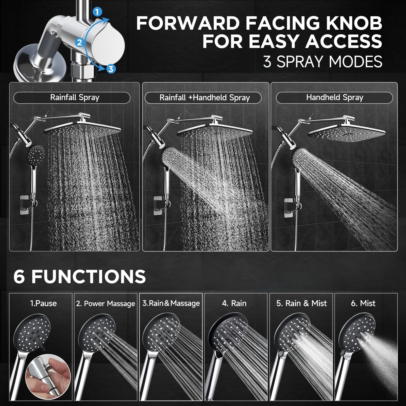 Mua Veken Wide Rain Shower Head with Handheld, High Pressure Rainfall ...