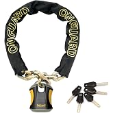 OnGuard Beast 3.5 ft Chain with Padlock &ndash; 12 mm Shackle, 10 mm Titanium-Reinforced Hardened Steel Chain (110 cm) &ndash; X2P Dual Lock System, Protective Sleeve, 5 Laser-Cut Keys