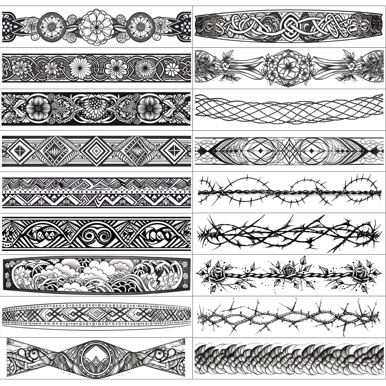 GLARYYEARS Arm Band Temporary Tattoo - 18 Pack Super Long size, Realistic & Boho Style Fake Tattoos, Long Lasting ArmBand for Wrist, Ankle, Barbed Wire, Tribal and Totem Temporary Tattoo