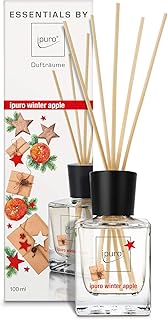 ipuro Essentials Raumduft winter apple - Raumduft-Set für eine wohlig-warme Atmosphäre - Lufterfrischer mit hochwertigen Inhaltsstoffen (100ml) - aus Glas mit Rattanstäbchen