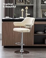 HNNHOME Modern Emper Padded Swivel Faux Leather Bar Stool Cream view 8