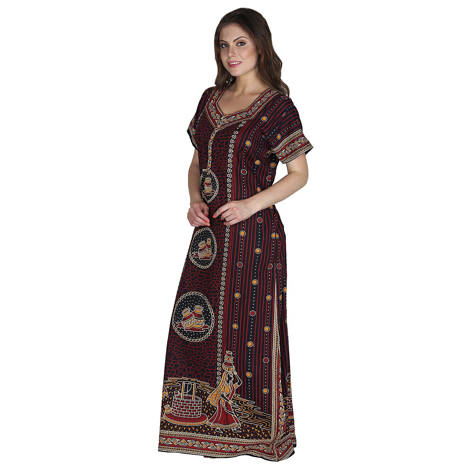 secret wish women's cotton brown nighty, nightdress