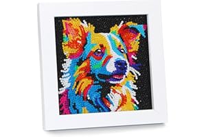 AyuqEjus 5D Diamond Art Kits for Kids with Wooden Frame, Diamond Art for Kids Ages 6-12 by Number Kits DIY Painting Arts and Crafts,Diamond Dots for Kids Gift 6" X 6" (Dog-2)