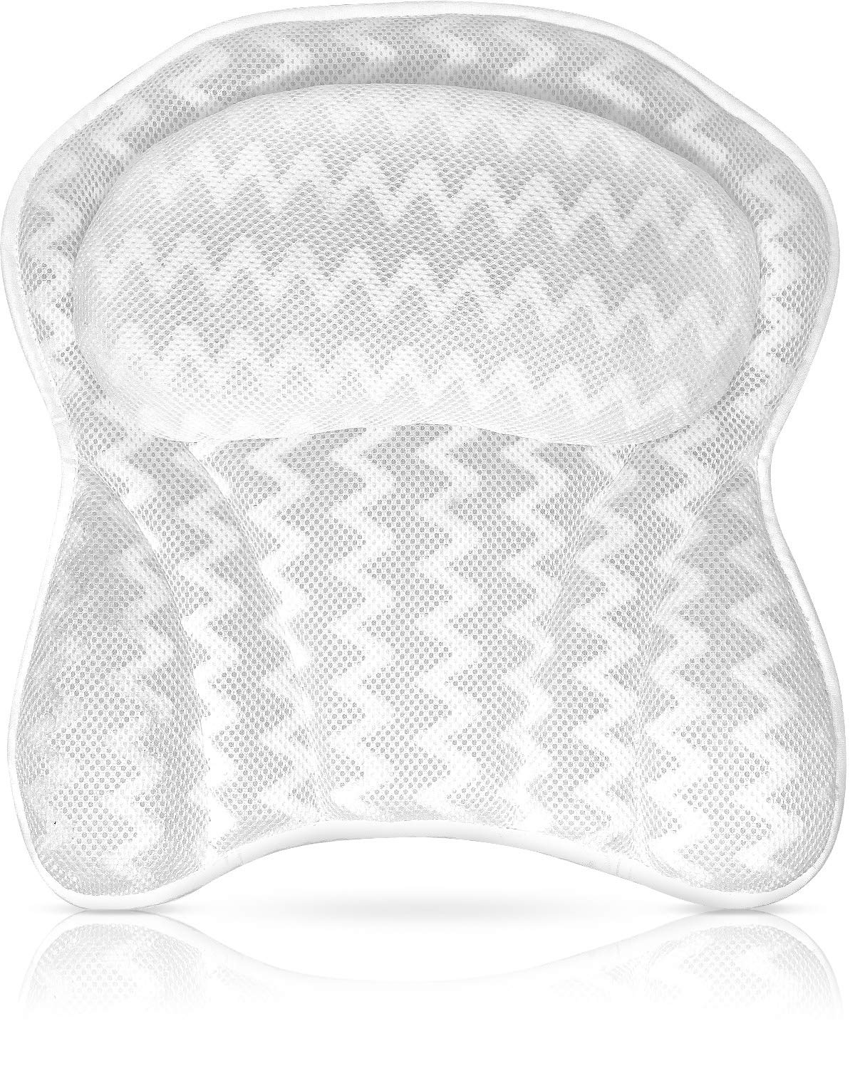 Luxurious Bath Pillow for Tub – Ergonomic Bath Pillow for Neck and Back Support – Bathtub Cushion for a clean - Breathable Comfort 3D Quilted Mesh – Air Mesh Technology Supports Joints (White) : Beauty