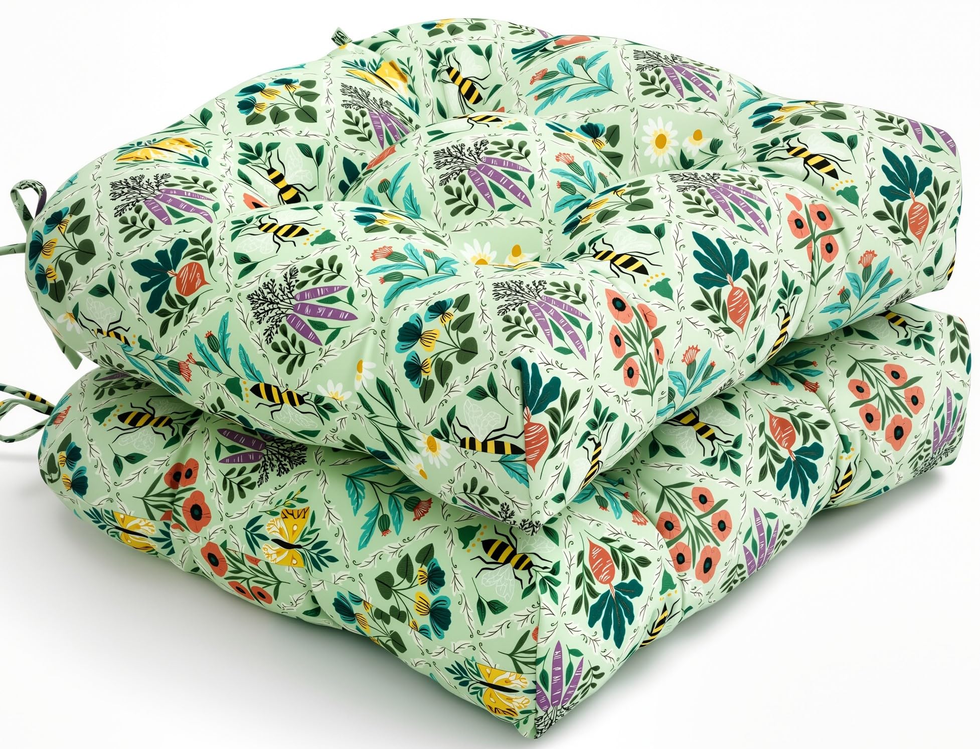 Photo 1 of AODASUN Outdoor Chair Cushions Set of 2,Patio Chair Cushions with Non-Slip Ties,19'' x 19'',Fluffy Tufted Outdoor Seat Cushions, Waterproof Patio Furniture Cushions,Outdoor Dining Chair Pads