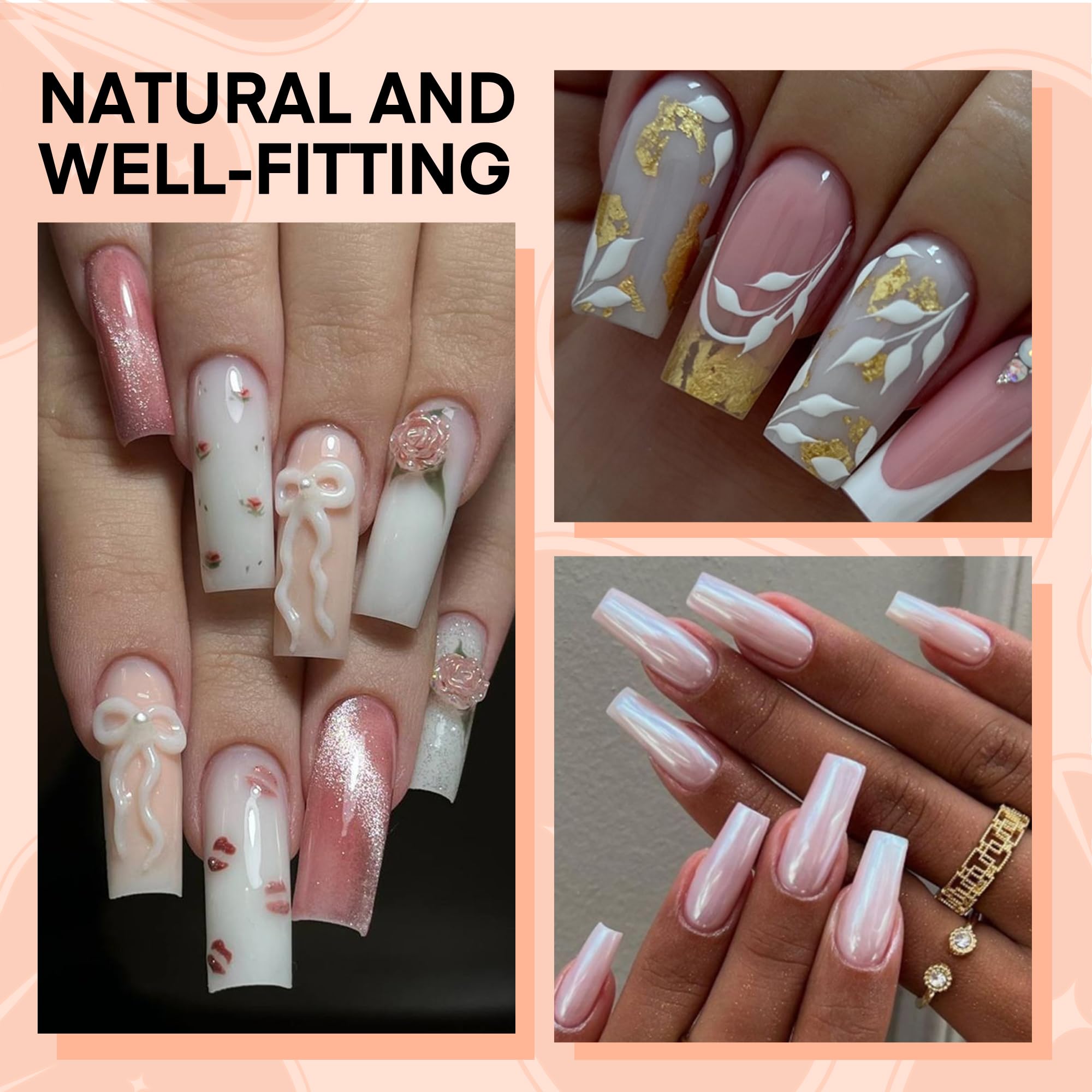 Luckyfairy 504PCS Half Cover False Nails Tips Acrylic Nail Tips Artificial False Nails Lady French Style Tip Acrylic Fake Nails For Nail Extensions Art Salon Home DIY - Image 2