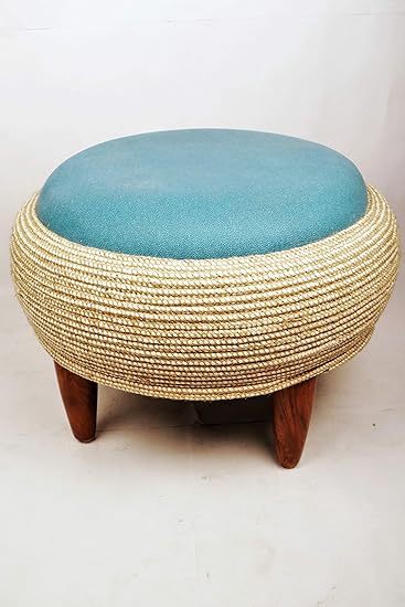 Aqua Roped Ottoman