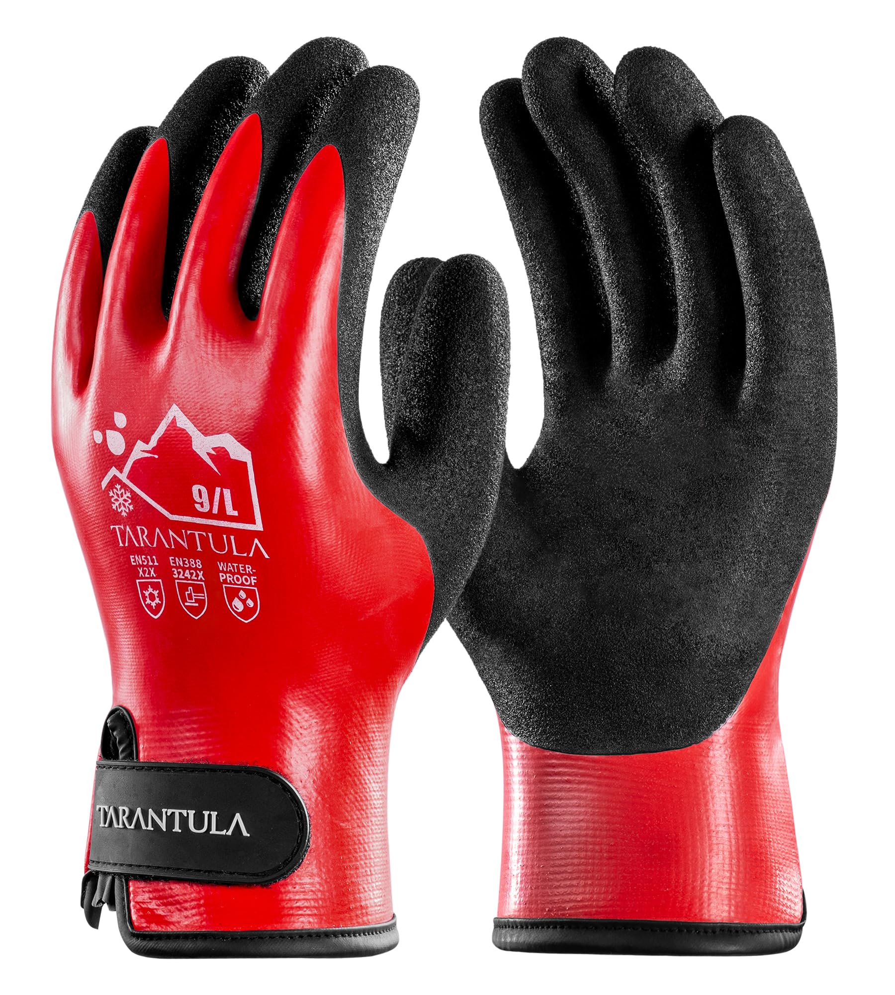 Photo 1 of *MAJOR DAMAGE*
Tarantula 100% Waterproof Winter Work Gloves for Men & Women, Thermal Insulated Freezer Gloves for Cold Weather, Super Grip Palm, Red, Large