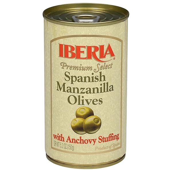 IBERIA SPANISH MANZANILLA OLIVES STUFFED WITH ANCHOVIES, 5.25 OZ (PACK OF 12)
