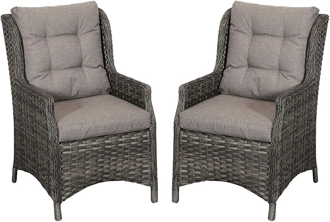 2 Stuck Premium Rattansessel Polyrattan Grau Meliert 70x62x100cm Inklusive Extra Dicke Sitzkissen Serie Vila Relaxsessel Gartensessel Loungesessel Set Loungemobel Gartenmobel Terrassenmobel Amazon De Garten