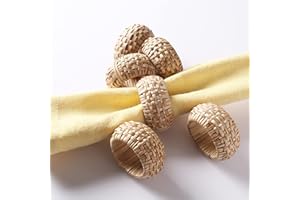 ALPHA LIVING HOME Rattan Napkin Rings Set of 12,Decorative Serviette Ring,Beach Napkin Holders,Napkin Rings Bulk for Party Decoration,Dinning Table,Everyday,Family Gatherings - A Great Tabletop Décor - Natural Tan