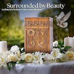 INTAJ Handcarved Rosewood Hummingbird Oversized Urn