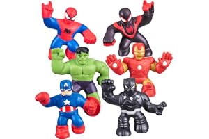 Heroes of Goo Jit Zu Marvel Mega Mini 6 Pack - Superhero Toys, Squishy, Stretchy, Gooey Mini Heroes - Ironman, Spider-Man, Captain America, Miles Morales, Hulk and Black Panther