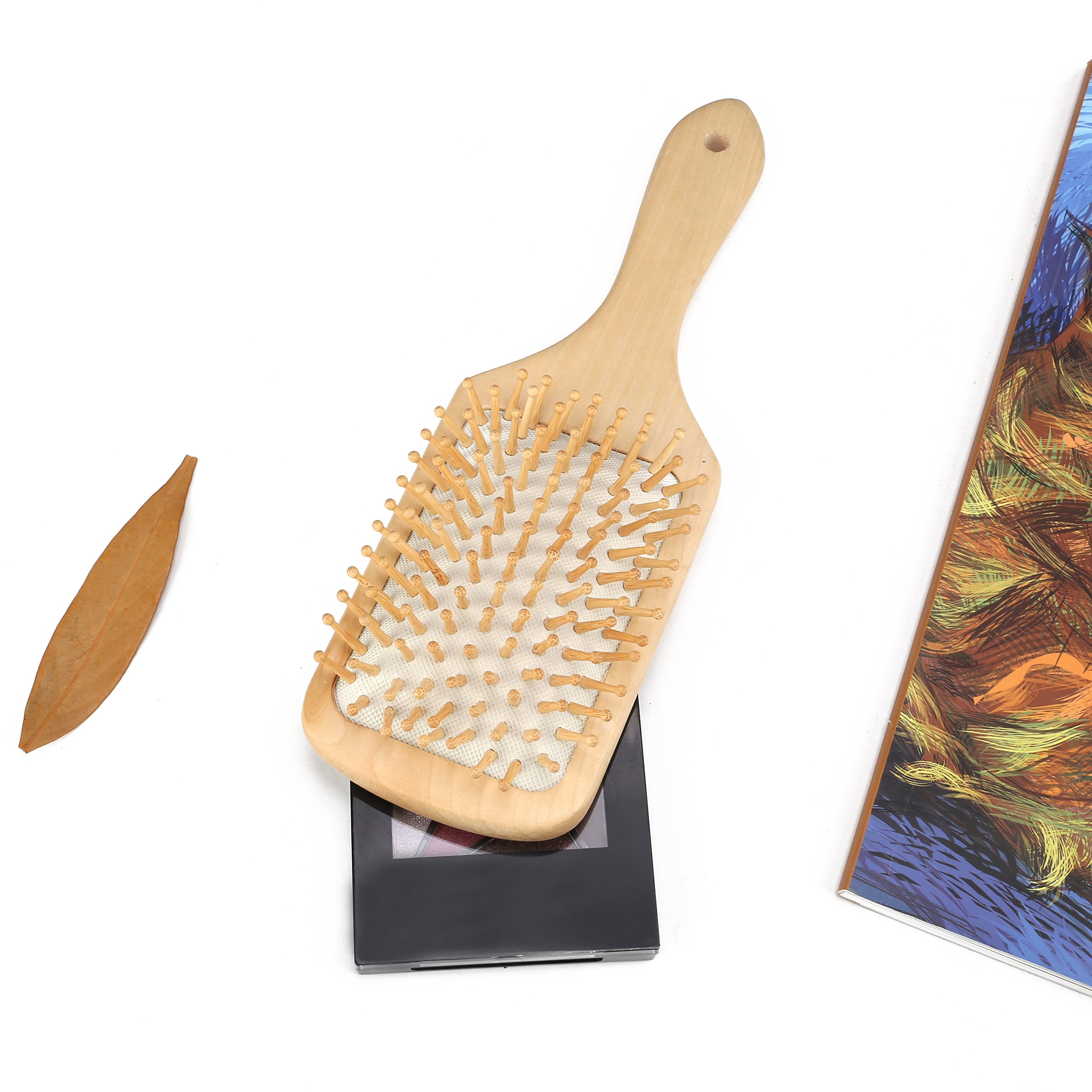 Hair Brush Natural Wooden Hairbrush Air Cushion Hair Comb Scalp Massage Keratin Care Detangling Comb for Thick Thin Fine Curly Straight Wet Dry or Damaged Hair