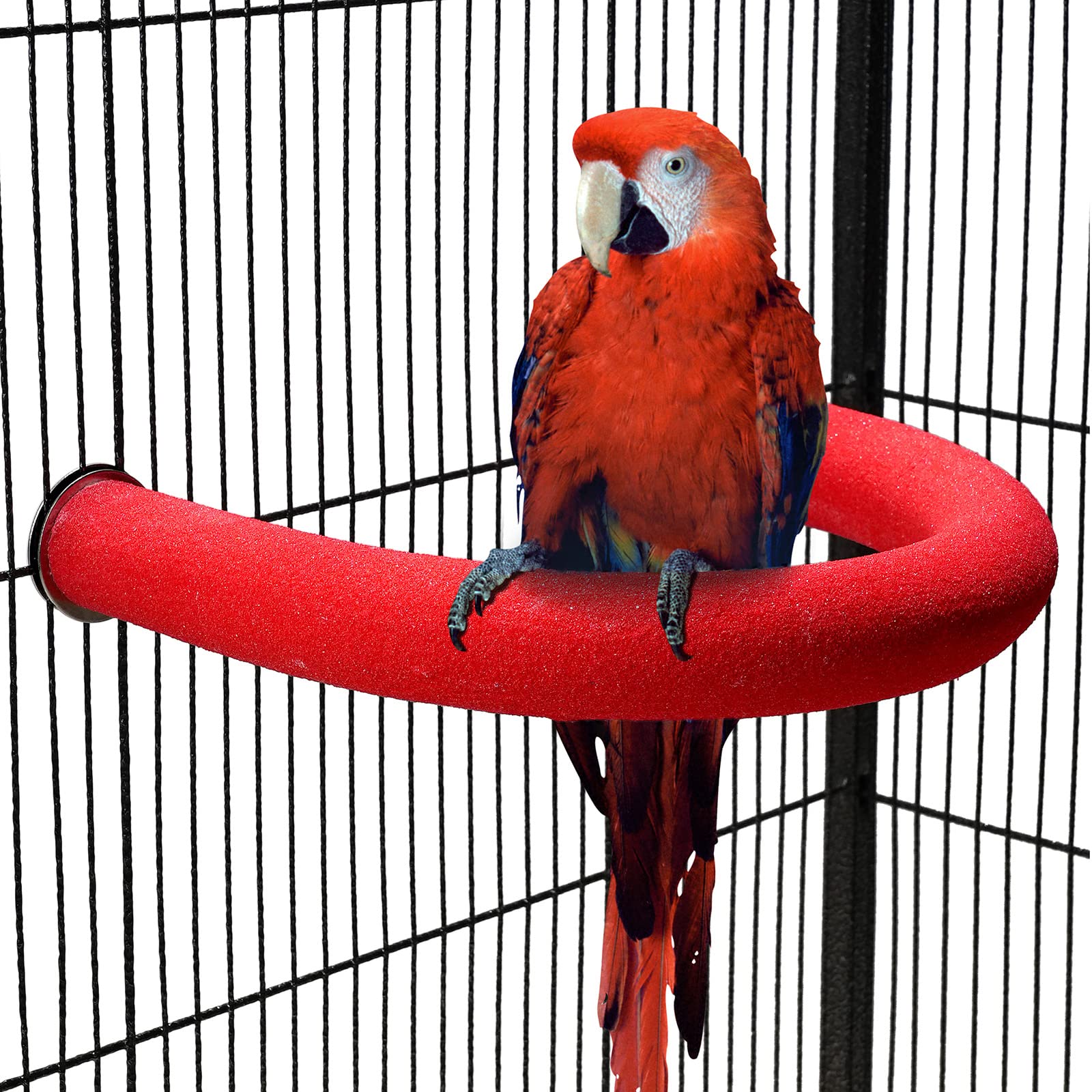 TeTupGa U Shape Parrot Perch Stand Pet Toy Bird Platform Sand Paw Grinding Clean Stick Cage Exercise Conure Budgie Cockatiel Accessories (Red Large) — image 1