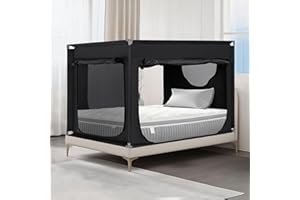 ANC POP Twin Bed Canopy Portable Blackout Bed Tent Privacy Tent for Adult Indoor Sleeping with 3 Doors, Storage Bag, Black