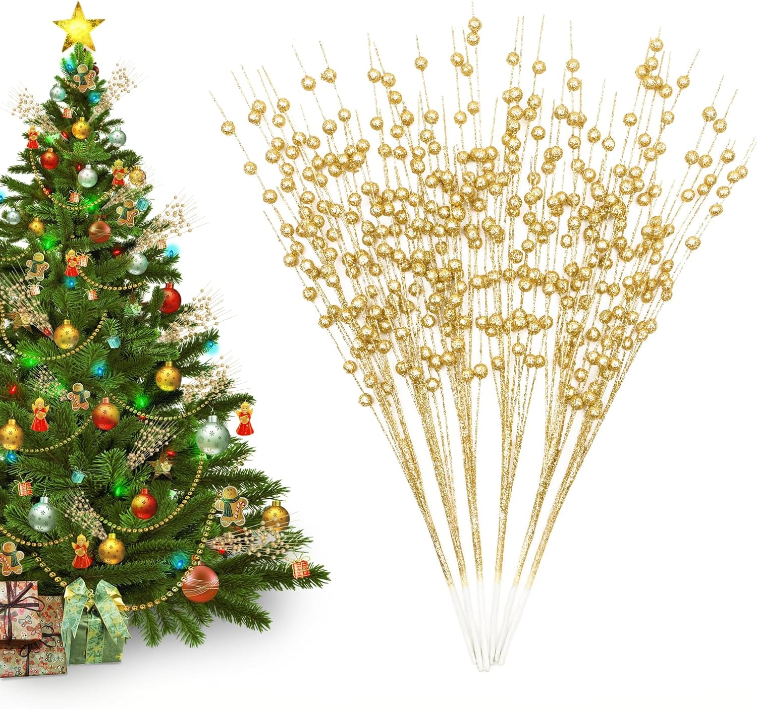 Tree Toppers - 6 Pack Gold Christmas Tree Decorations, 16