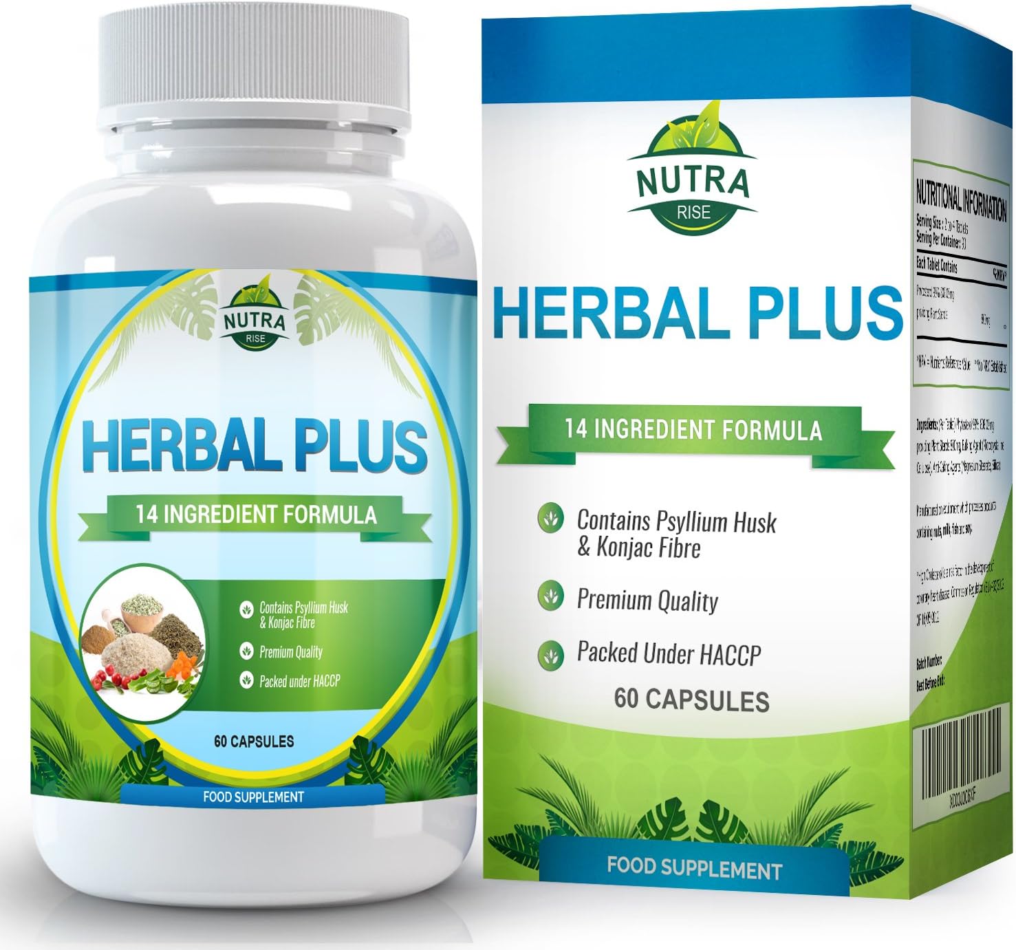 Fibre Supplements Made with Psyllium & Glucomannan can Relieve Bloating, Gas, Constipation, High in Soluble Fibre, 60 Capsules by Nutra Rise