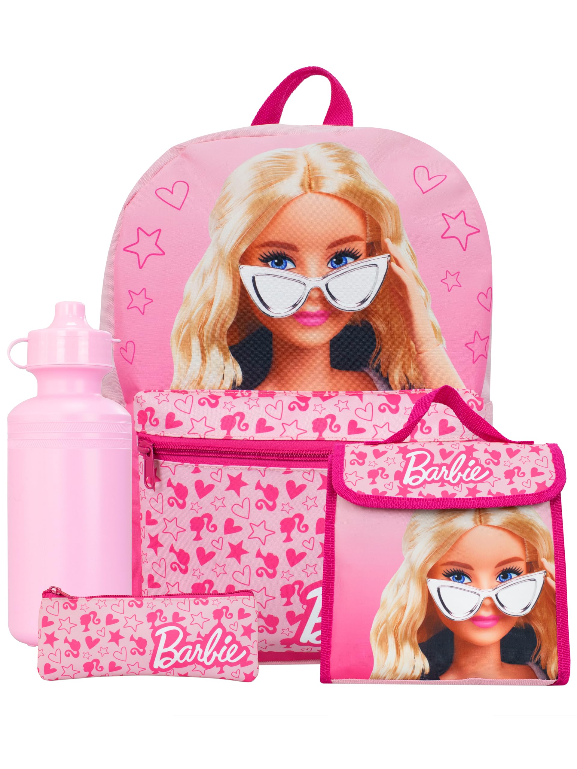 Photo 1 of Barbie Backpack 4 Piece Set | Girls School Bag Set | Girls Backpack Lunch Bag Water Bottle and Pencil Case | One Size Pink