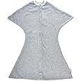 SleepingBaby Zipadee-Zip Transition Swaddle - Cozy Baby Swaddling Blanket with Zipper Convenience - Roomy Baby Wearable Blanket for Easy Diaper Changes - Heather Grey, Medium (6-12 Month)