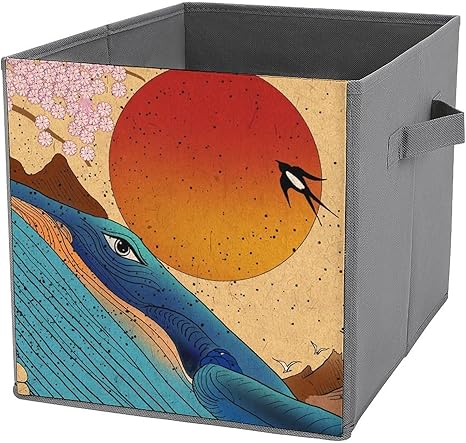 Amazon 収納かご 収納バスケット 収納ボックス ストレージボックス 折り畳み式 和柄 和風 鶴 衣類収納ボックス キューブ収納ボックス 収納ケース おもちゃ収納 衣装ケース 押入れ収納 洋服 雑貨 小物 衣類 書類 雑貨収 寝室 収納 収納ケース ボックス オンライン通販