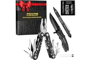 POXIMO Multitool Gift Set for Men Dad Him, 3-in-1 EDC Survival Kit with 14 in1 Multi-Pliers, Pocket Knife & Tactical Pen | Premium Military-Grade Multi Tools for Camping, Car, Father’s Day, Dad Gifts