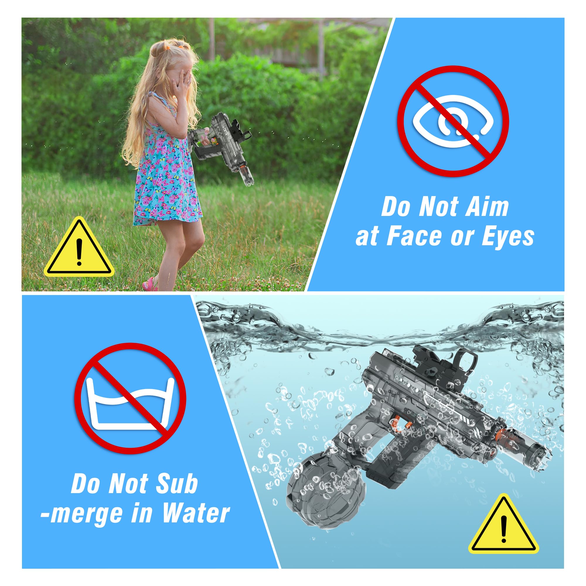 Electric Water Guns for Adults & Kids,Realistic Automatic Water Gun with 26-32 FT Long Range,800ml Large Water Tank,Splash-Resistant Design,Summer Outdoor Pool Beach Toy for Backyard Games(Black)