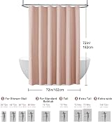 Linen Look Shower Curtain 182x182cm Pink with Metal Hooks view 6