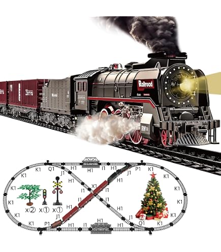 Tren Eléctrico De Aleación Con Vías Largas Y Luces | Modelo 22918 Rojo Para Coleccionistas Y Regalos
