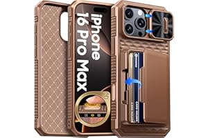 BSNRM for iPhone 16 Pro Max Case with Card Holder (4-5 Cards) [Camera Control Button] [Slide Camera Cover] [RFID Blocking] Shockproof Rugged Silicone Wallet Case Phone for iPhone 16 Pro Max,Desert