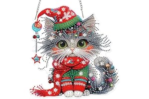 MOGTAA Kit de peinture diamant de Noël à suspendre pour adultes et enfants, peinture diamant 5D forme spéciale, kits d'orneme