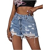 Floerns Women's High Waisted Distressed Denim Shorts Ripped Y2k Mini Jean Shorts