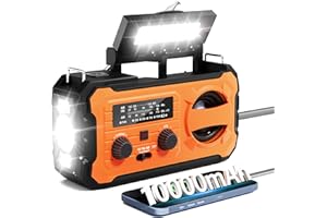 PRISTAR Hand Crank Emergency Radio, 10000mAh Weather Radio with AM/FM/NOAA, Solar Prower, SOS Alarm, Phone Charging, LED Flashlight, Portable Survival Gear for Outdoor & Home Emergencies Kits, Orange