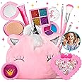 ULOVEME Kids Real Makeup Kit for Little Girls - Real, Non Toxic, Washable Make Up Toy - Umicorn Toys Gift for 3 4 5 6 7 8 9 10 12 Years Old Girls Birthday (Pink Umicorn + Rings 1)
