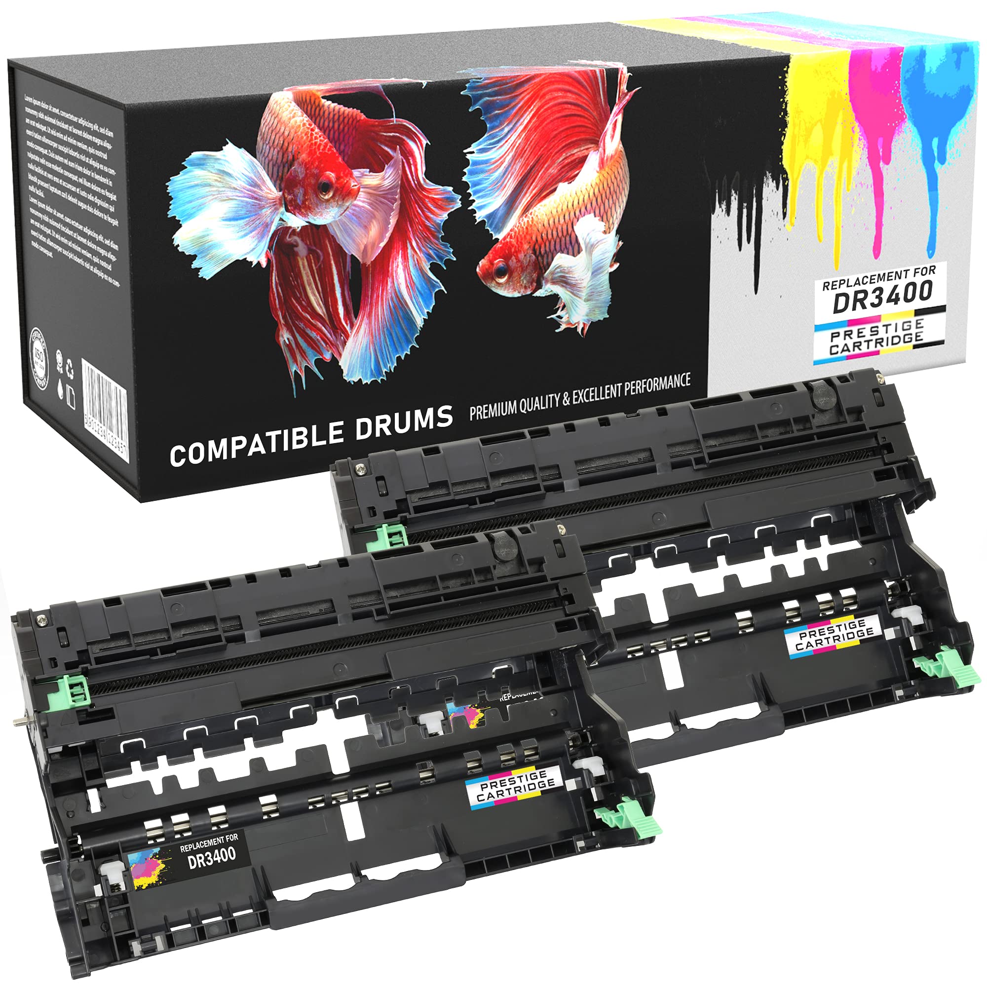 Compatible DR3400 Drum Units for Brother DCP-L5500DN L6600DW HL-L5000D L5100DN L5100DNT L5200DW L5200DWT L6250DN L6300DW L6300DWT L6400DW MFC-L5700DN L5750DW L6800DW L6900DW - Black (Pack of 2)
