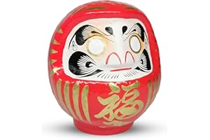 Takasaki Daruma Daruma Doll 4.7inch Tall (Red), Paper-Mache, Traditional Crafts, Handcrafted in Japan