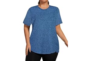 Hithymo Plus Size Workout Tops for Women Short Sleeve Gym T Shirts Quick Dry Lightweight Yoga Clothing XL-5XL