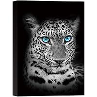 SIGNWIN Canvas Wall Art Headshot of a Spotted Tiger with Blue Eyes Animals Wildlife Modern Art Traditional Portrait Dramatic Black and White for Living Room, Bedroom, Office - 12x18 inches