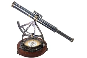 COLLECTIBLESBUY Antique Nautical Brass Alidade Compass Theodolite Telescope 14" Decorative Surveying Instrument Navigation