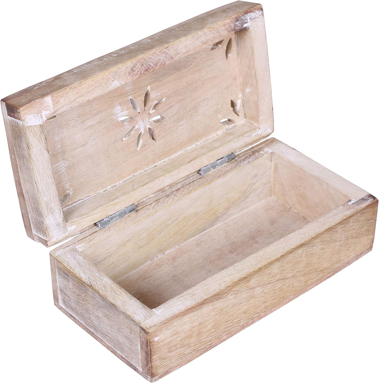 Decorative Wooden Box with Hinged Lid Natural Mango Wood
