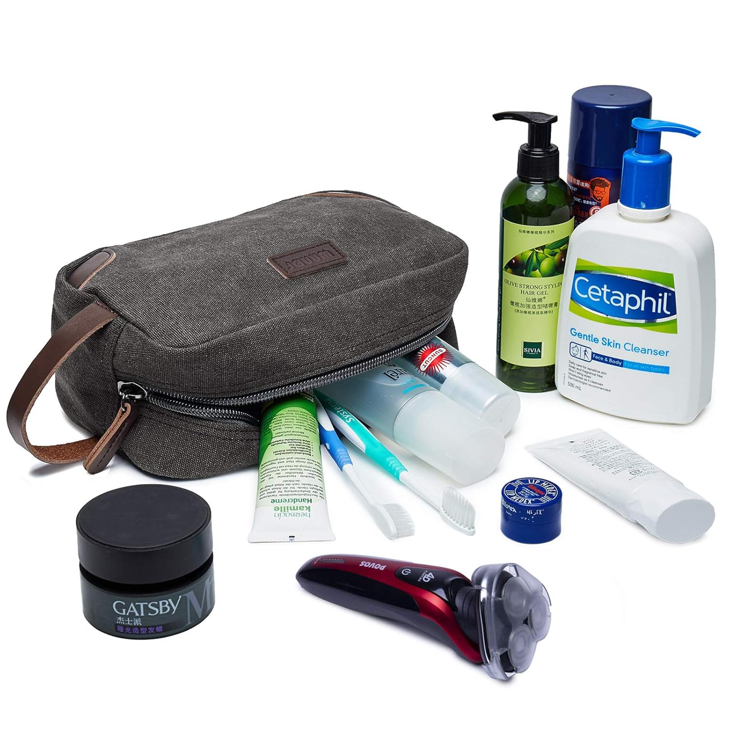 WANDF Toiletry Bag Small Nylon Dopp Kit Lightweight Shaving Bag for Kids Men and Women Grey : Beauty