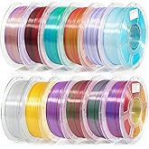 iSANMATE PLA 3D Printer Filament Bundle 12 Rolls,Dual and Triple Color Filament 1.75 mm,6 Triple Color + 6 Dual Color Silk PLA