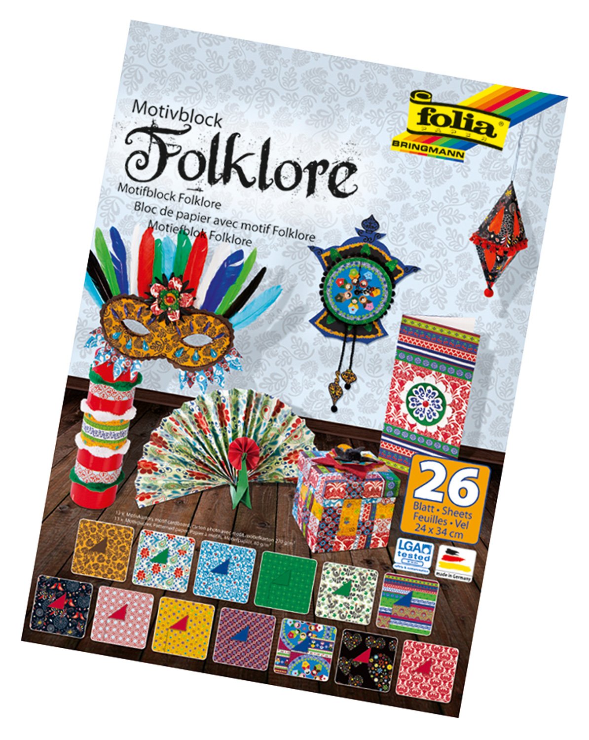 Folia 47049 Pad Folklore, 24 x 34 cm 26 Sheets Assorted