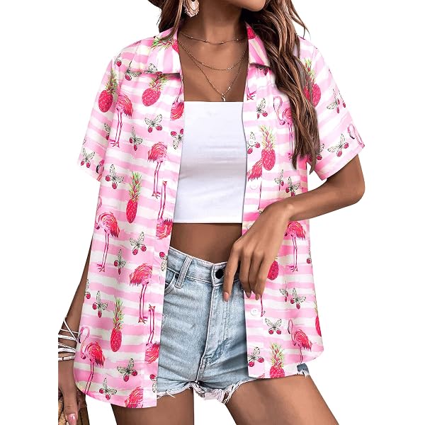 Women's Floral Print Patterned Fashion Blouse, 3/4 Sleeve V-Neck Pleated Front, Summer Casual T Shirts White Blue M