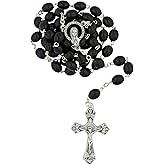 Classic Rosary with Oval Hail Mary Beads and Silver-Tone Crucifix and Medal | Great Catholic Gift for Reconciliation, First Holy Communion, and Confirmation
