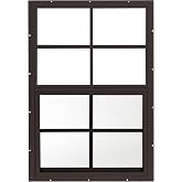 Apple Outdoor Supply 18x27 Shed Window, Flush Mount Sliding Window with Tempered Glass &amp; Screen, Brown, 1-Pack