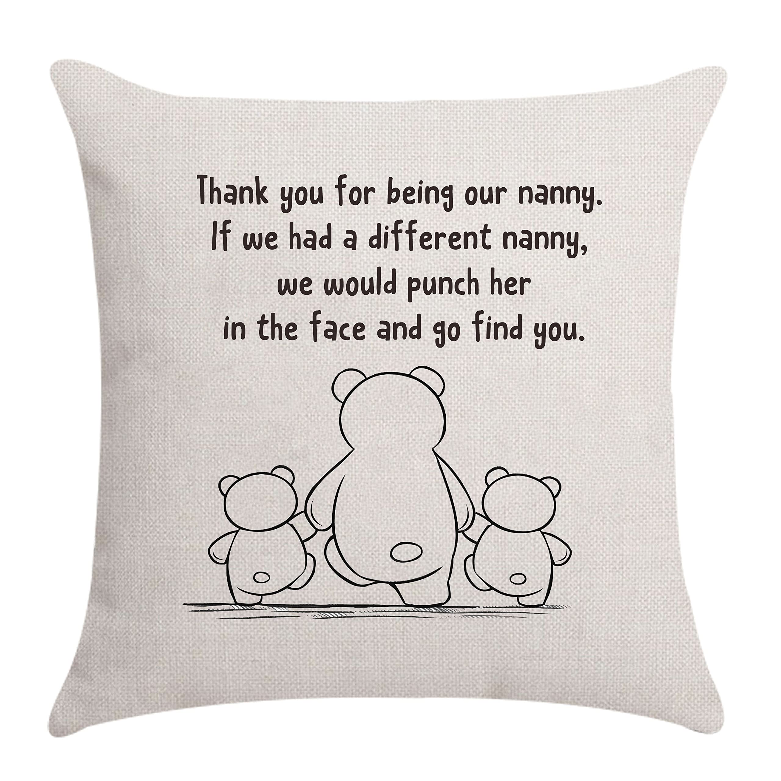 Aocaso Nnany Gifts Nanny Nana Grandmother Grandma Cushion Cover Throw Pillow Cover, Grandma Birthday Gifts (thank you for being our nanny)