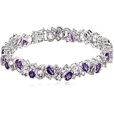 Amazon Essentials Sterling Silver Created Gemstones Bracelet, 7.25" (previously Amazon Collection)