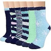 YSense 6 Pairs Womens Fuzzy Fluffy Socks Cozy Soft Warm Winter Fleece Sleep Comfy Crew Slipper Socks